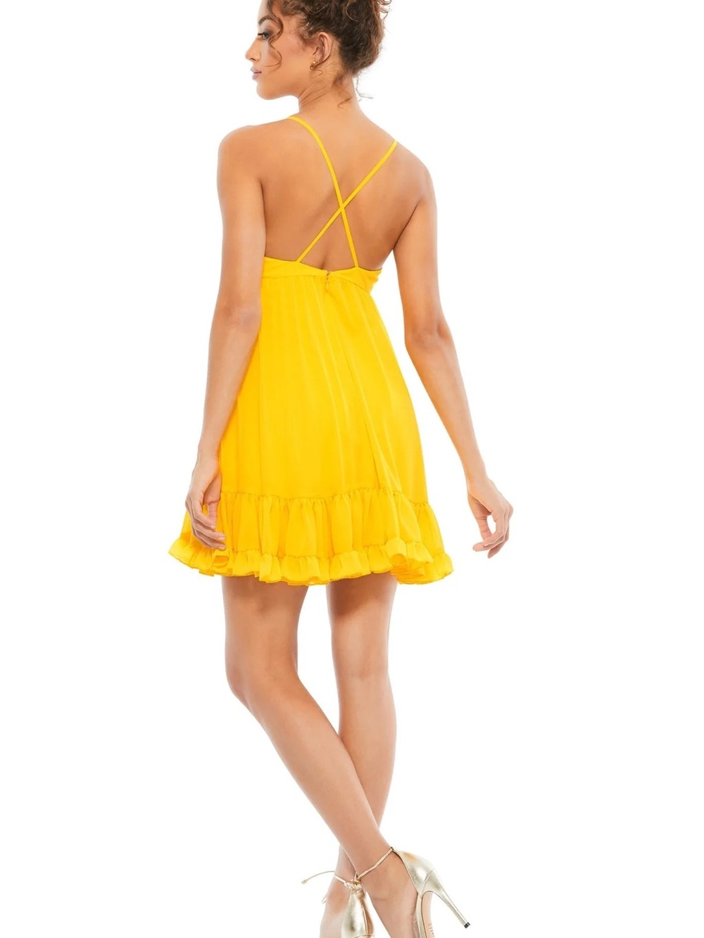 Mac Duggal Yellow Ruffle Mini Dress – Size 6 – NWT 💛✨